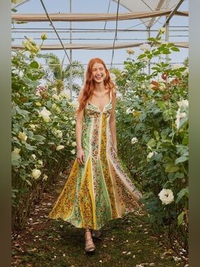 Delicate Stripes Floral Maxi Dress